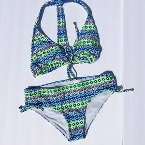 Gap Body Racerback Triangle Bikini Neon Green Blue